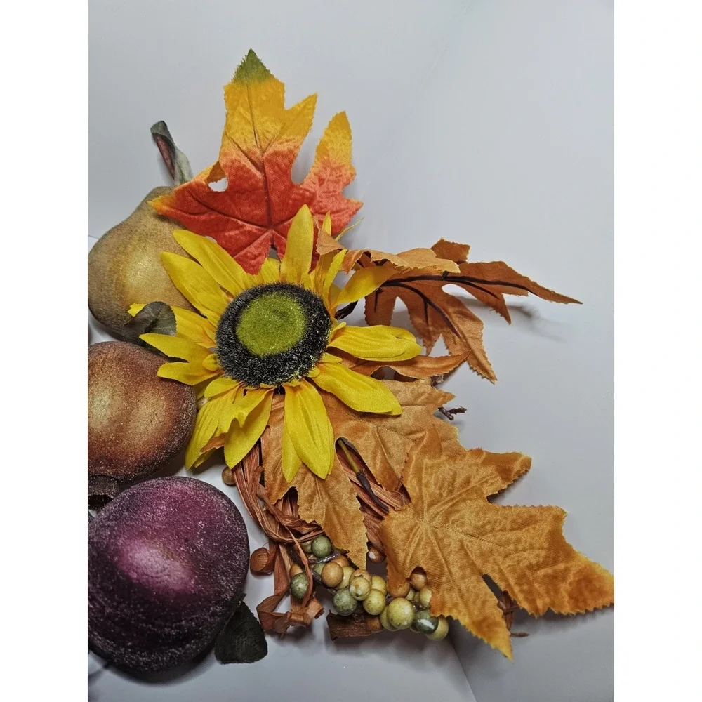 Huge Fall Decor Lot Faux Pumpkins Sunflower Fruit Grateful Sign Gourd Pinecone